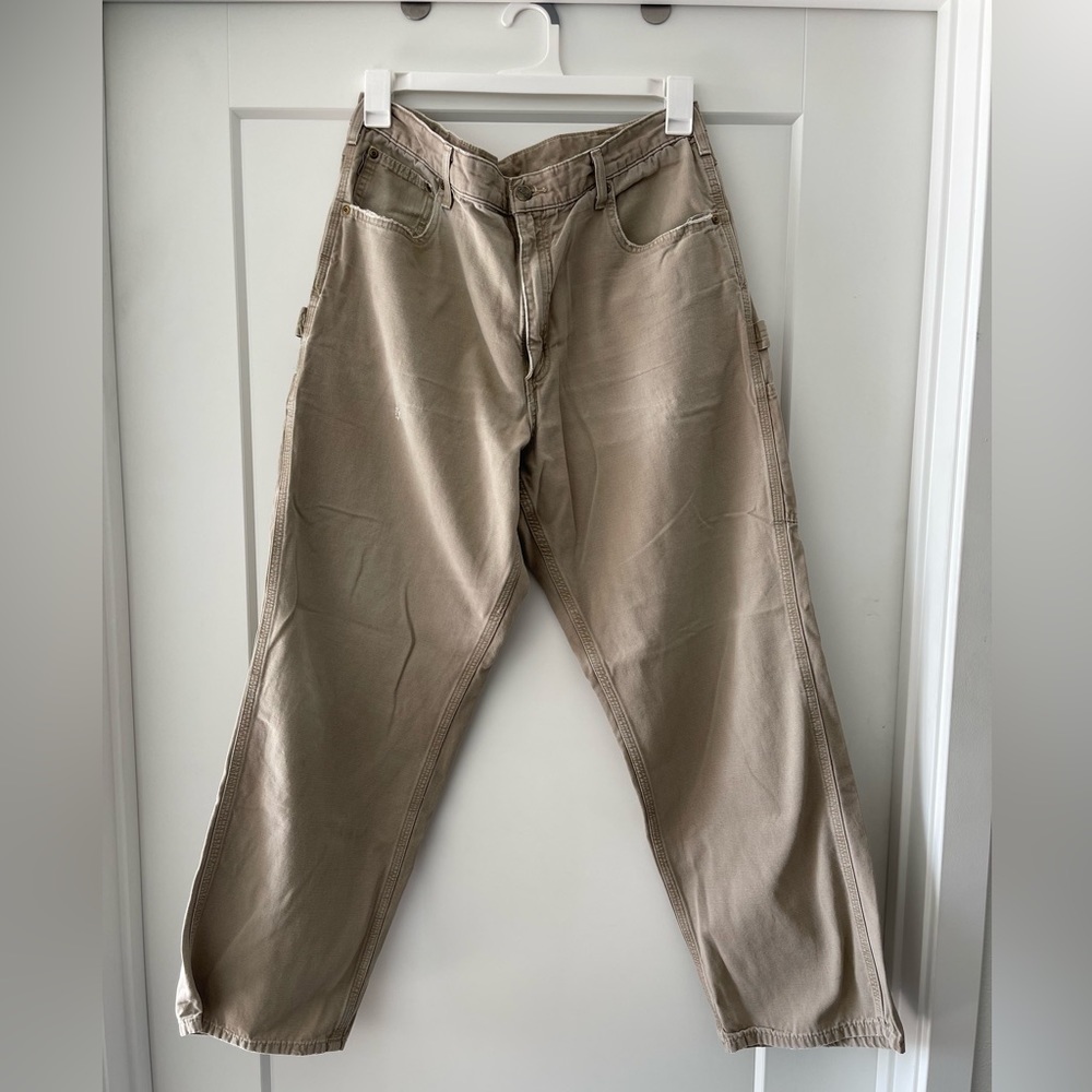 Light Brown Carhartt Pants Mens 38X32 cargo Workwear